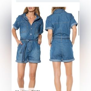 blue denim jumpsuit